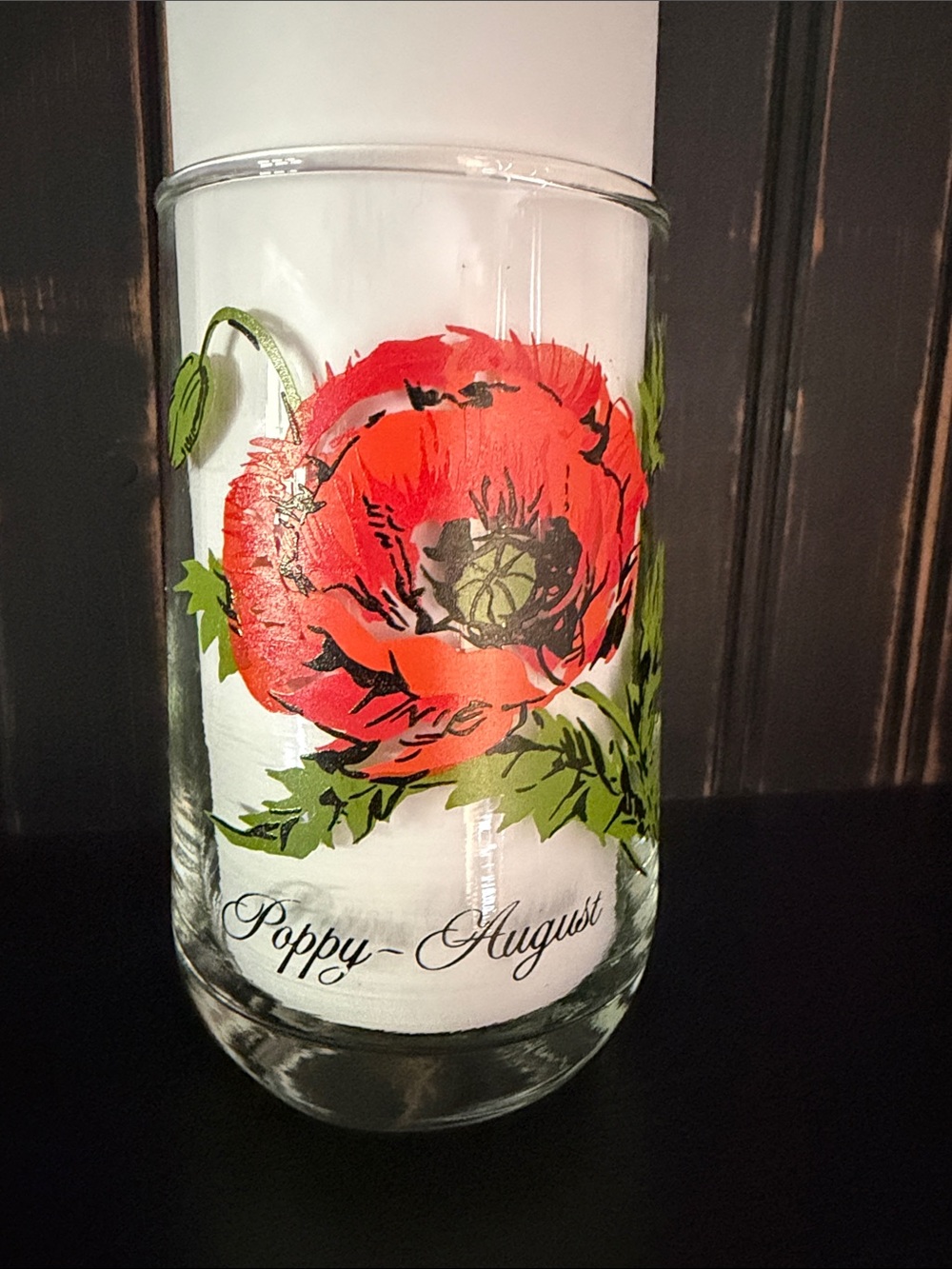 Brockway Flower of the Month Juice Tumbler Drinking Glass -August Poppy Orange
